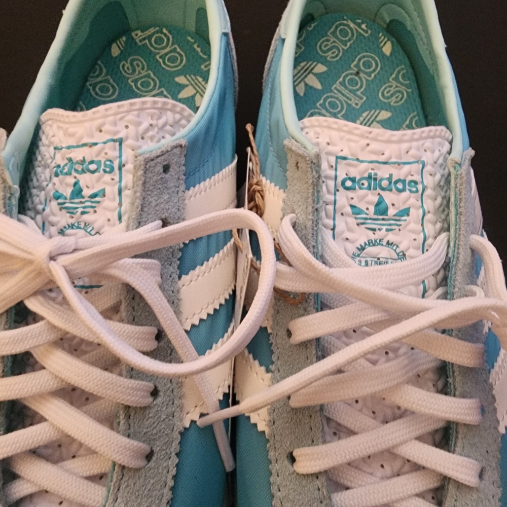 Adidas Women's Light Blue and White Sneakers - Picture 11 of 14